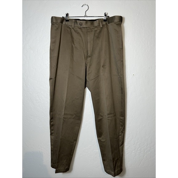 SAVANE Men's Pants 38x30 Stretch Waist Pleated Dark Tan Khaki ✅ (266) - Picture 1 of 10